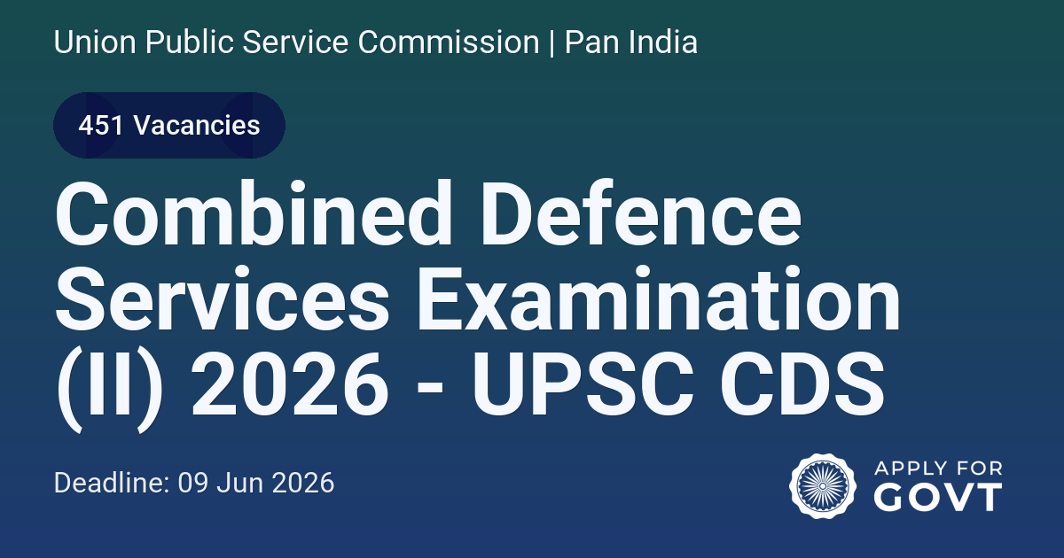 Combined Defence Services Examination (II) 2026 - UPSC CDS Recruitment ...