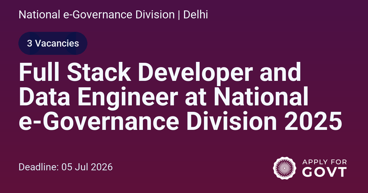 Full Stack Developer and Data Engineer Recruitment at National e ...