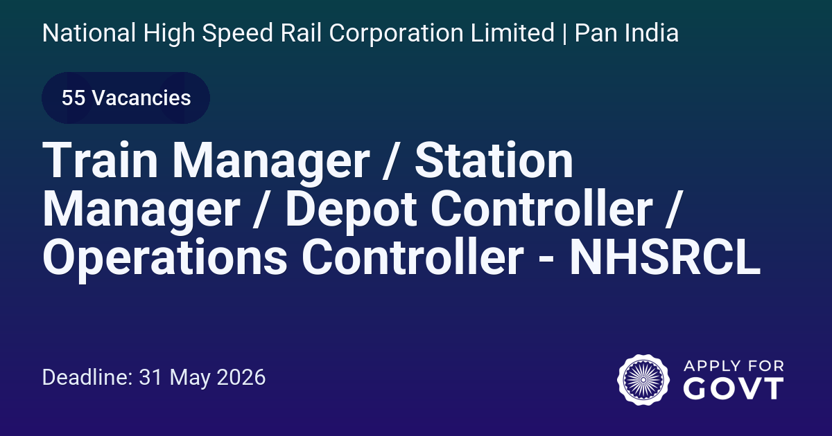 Train Manager / Station Manager / Depot Controller / Operations ...