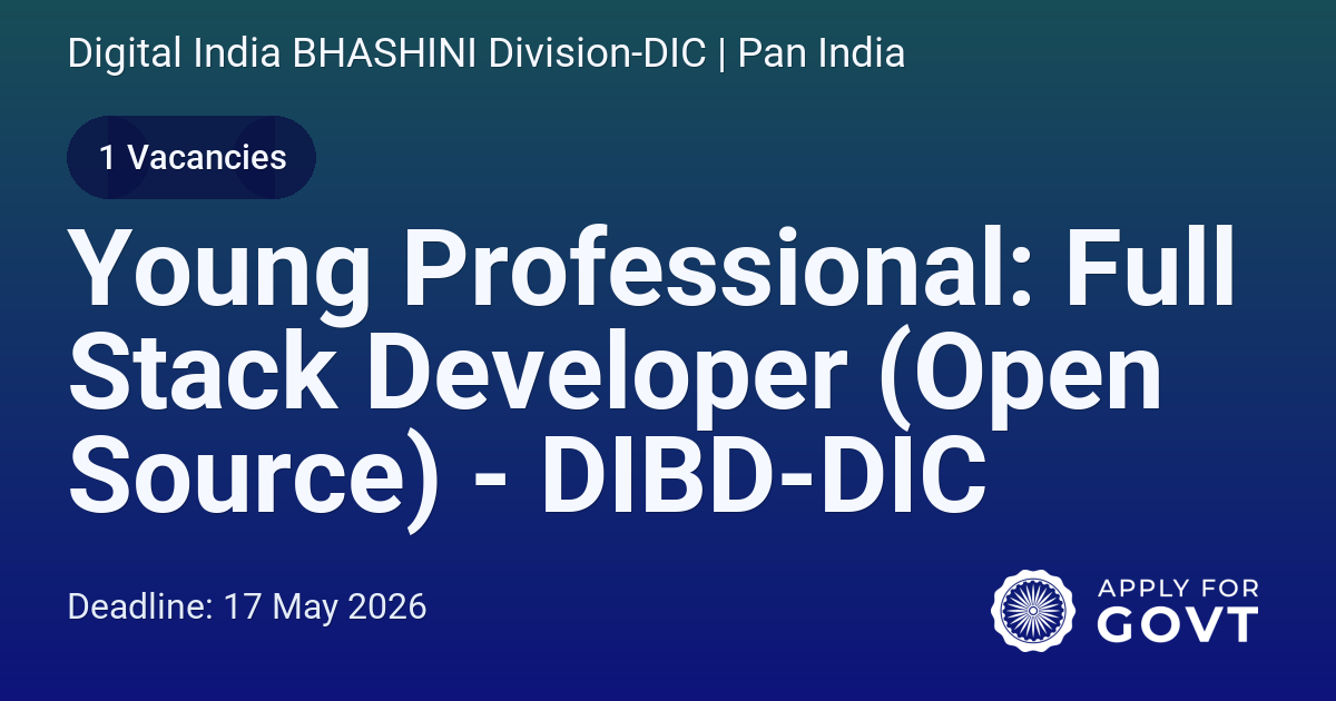 Young Professional: Full Stack Developer (Open Source) - DIBD-DIC ...